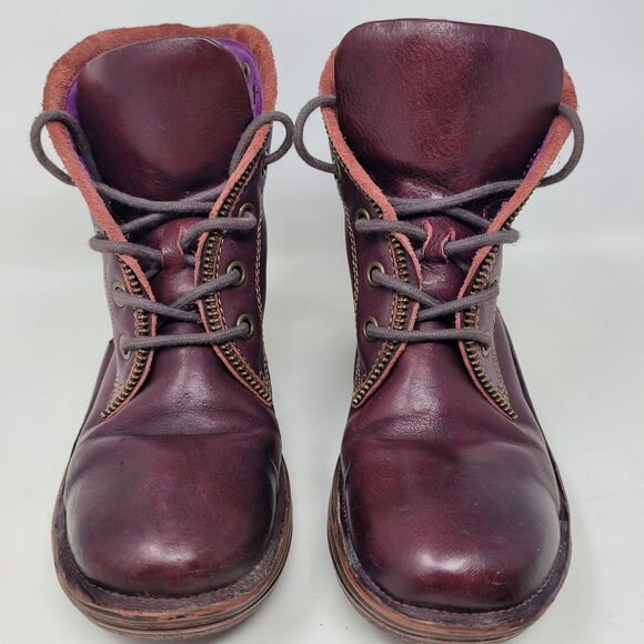 Bionica Rangeley Oxblood Red Leather Lace-Up Ankle Booties Womens Sz 7.5M Boot - Picture 2 of 8